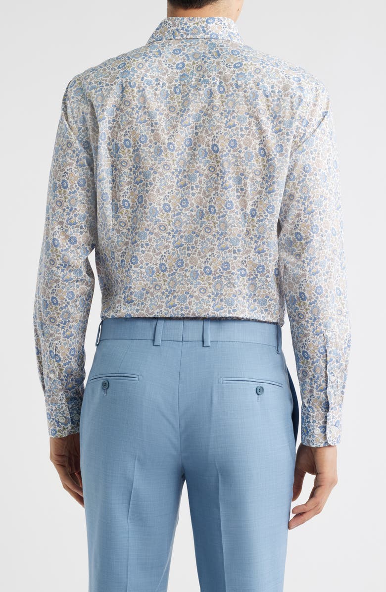 Jack Victor Bourget Floral Cotton Button-Up Shirt, Alternate, color, Blue