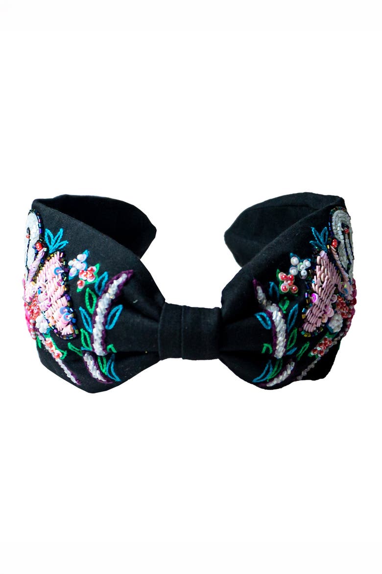 Swan Knotted Headband - Black, Alternate, color, Black