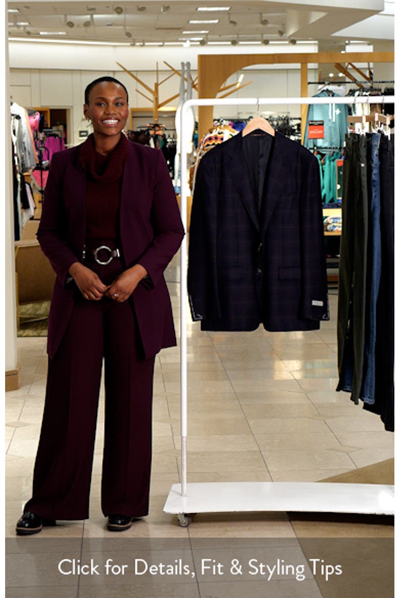 Kei Trim Fit Dark Red Plaid Super 130s Wool Sport Coat video