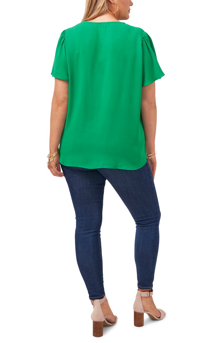 Vince Camuto Flutter Sleeve Rumple Satin Blouse, Alternate, color, 