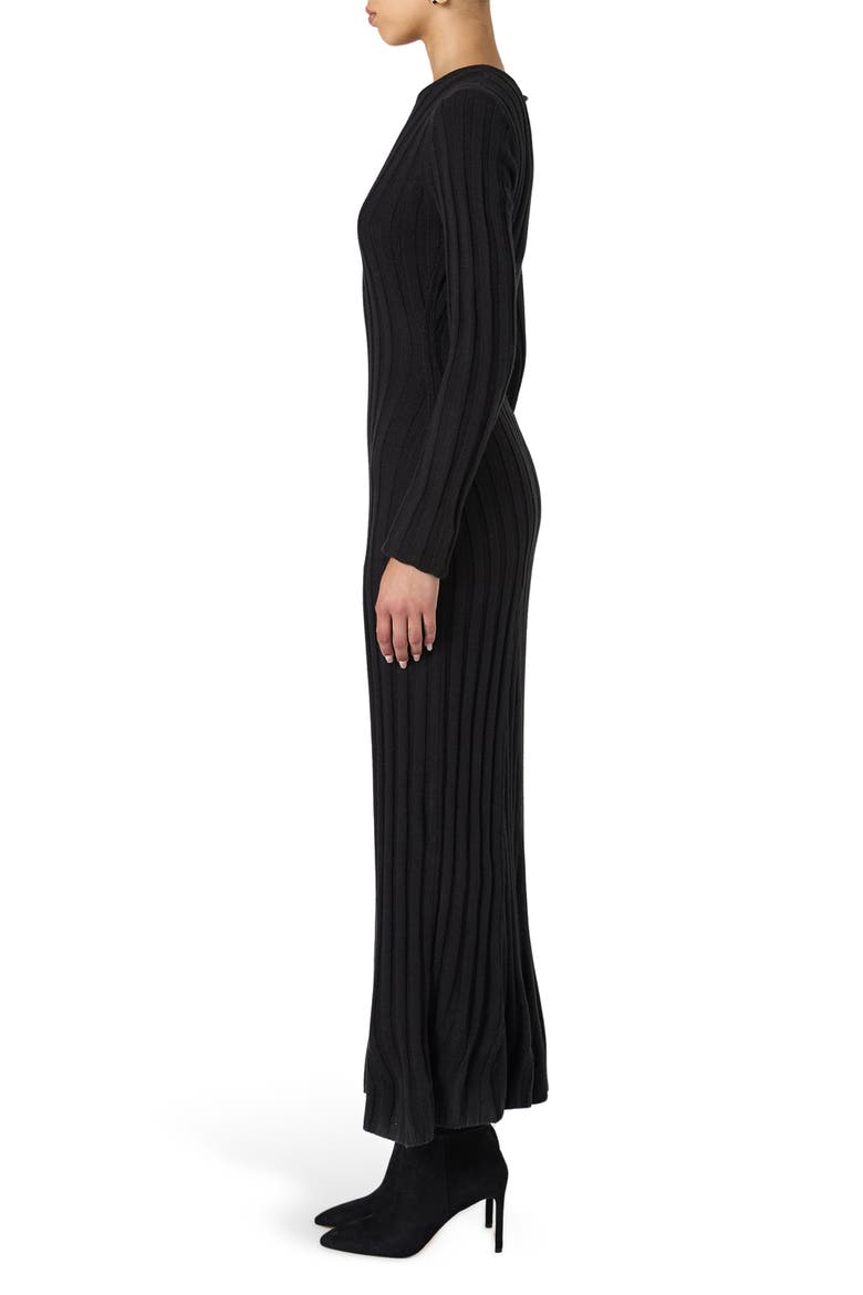 Long Sleeve Rib Maxi Sweater Dress, Alternate, color, BLACK