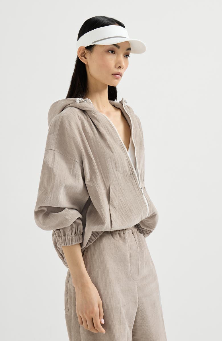 Brunello Cucinelli Narrow wale corduroy sweatshirt, Alternate, color, Beige