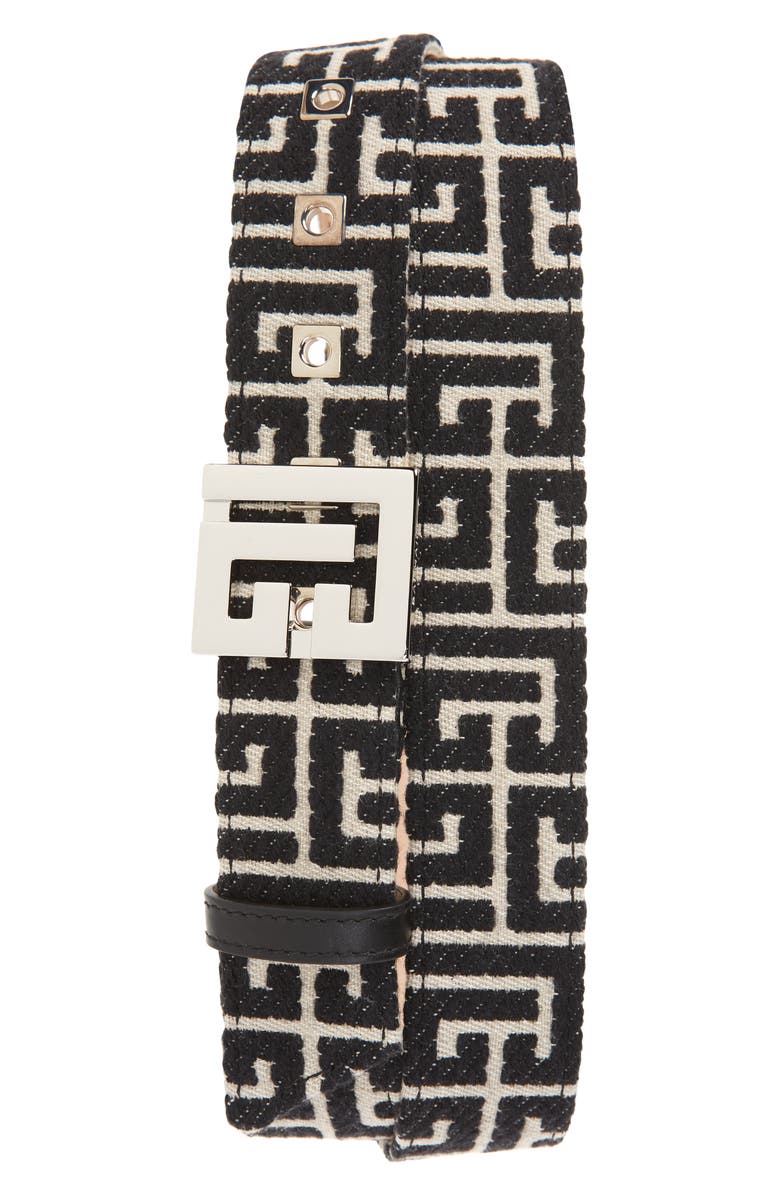 Balmain Monogram Buckle Belt, Main, color, 