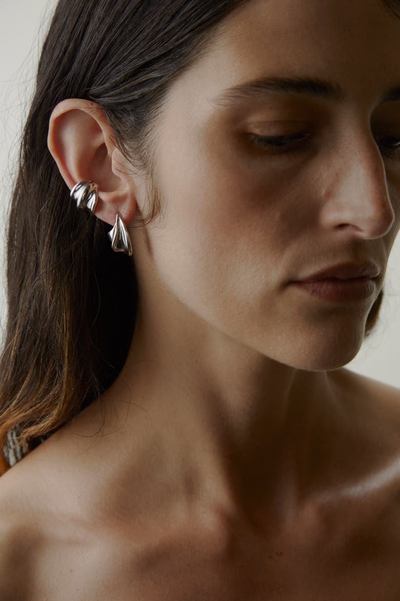 Sterling Silver Wave Earrings, Alternate, color, Silver