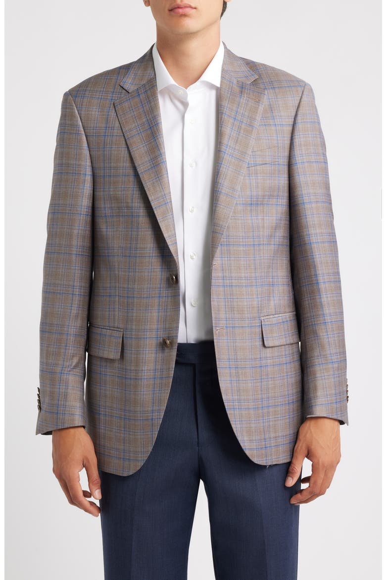 Flynn Classic Fit Tan Plaid Wool Sport Coat, Main, color, TAN