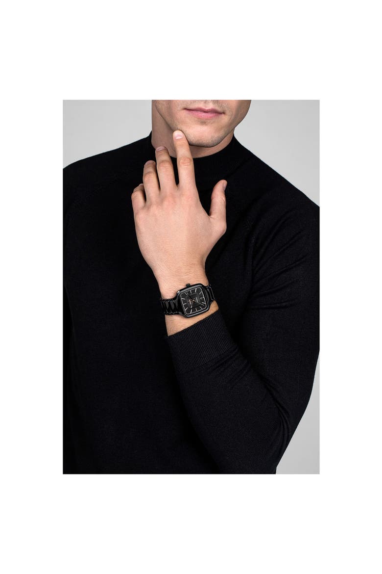 True Square Automatic Bracelet Watch, 38mm, Alternate, color, BLACK