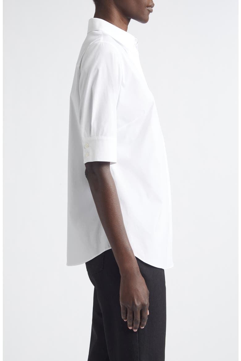 Elbow Sleeve Button-Up Shirt, Alternate, color, WHITE