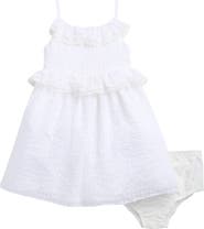 Pippa & Julie Kids' Jessie Stripe Ruffle Trim Sheer Peplum Dress