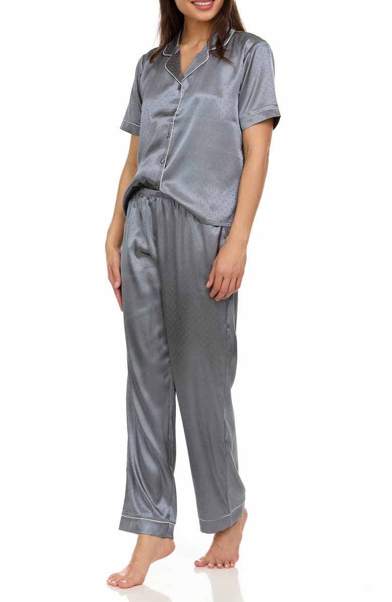 Flora By Flora Nikrooz Jamie Jacquard Satin Pajamas, Alternate, color, Dark Gray
