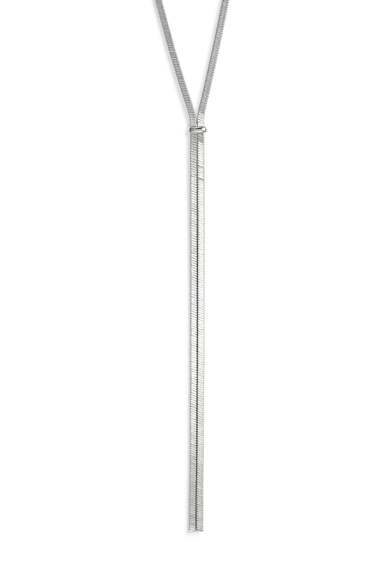 Flat Chain Y Necklace, Main, color, SILVER