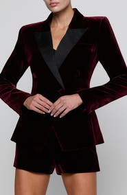 L'AGENCE Kyomi Velvet Double Breasted Blazer