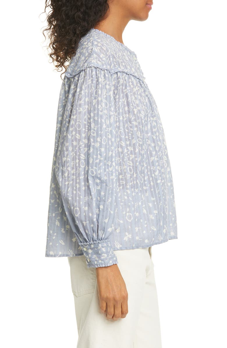 THE GREAT. The Folk Floral Print Top, Alternate, color,