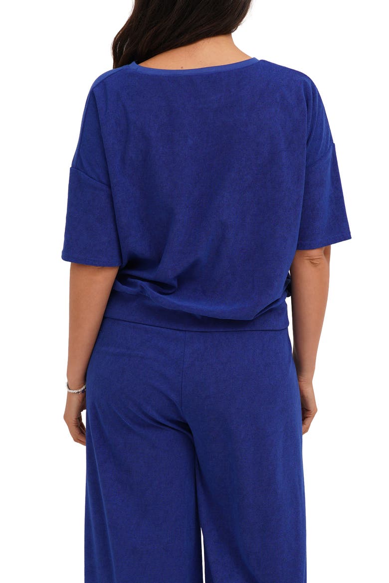 Terry V-Insert Short Sleeve Top, Alternate, color, BLUE