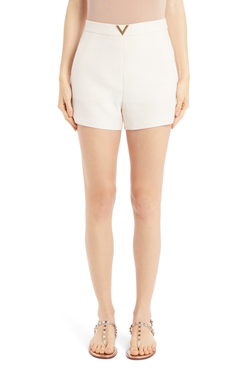 VLOGO Wool & Silk Crepe Couture Shorts, Main, color, AVORIO