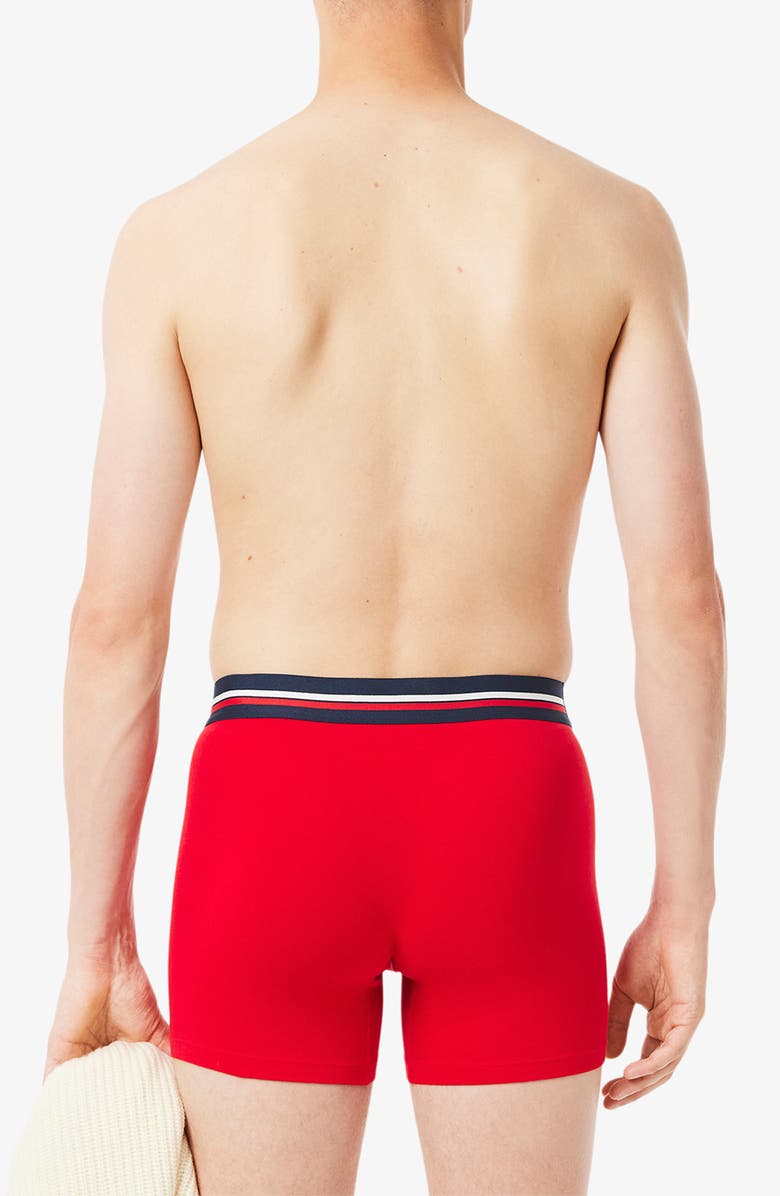 Lacoste Assorted 3-Pack Stretch Cotton Boxer Briefs, Alternate, color, Navy Blue/ Silver Chine