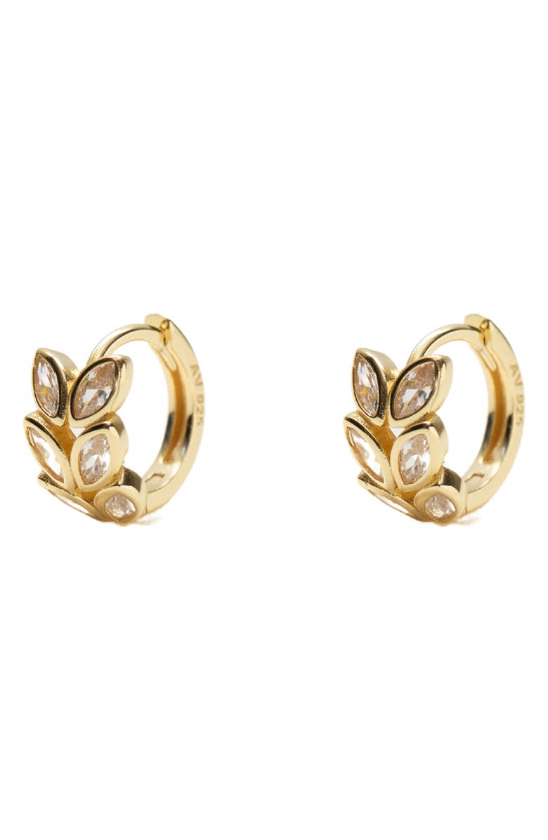 Argento Vivo Sterling Silver Double Cubic Zirconia Huggie Hoop Earrings, Main, color, Gold