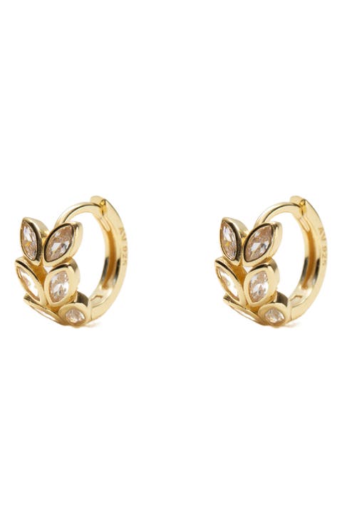 Double Cubic Zirconia Huggie Hoop Earrings