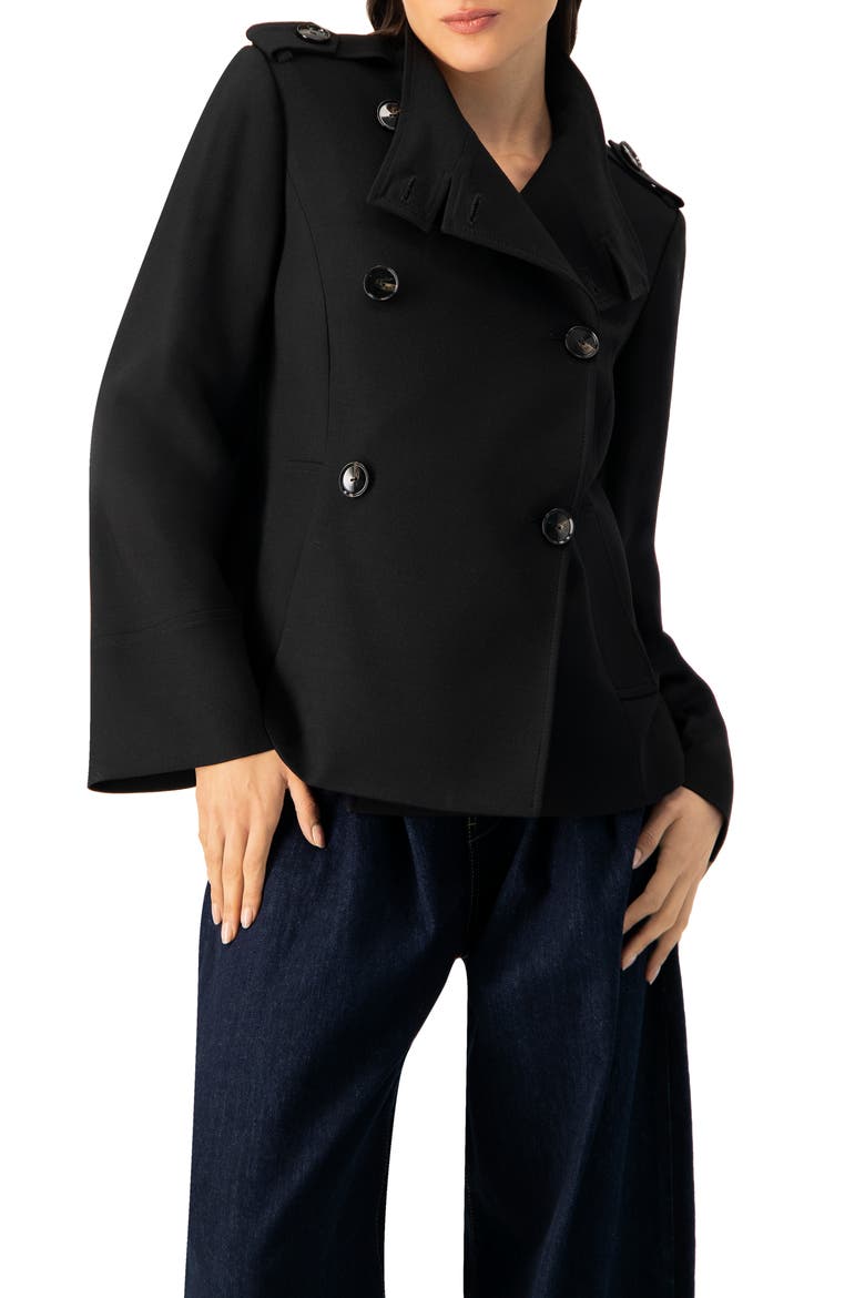High Neck Military Style Coat, Alternate, color, Black