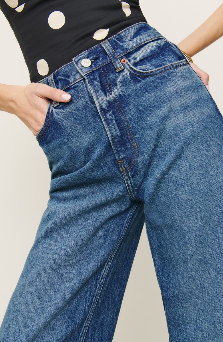 Reformation Wes High Waist Wide Leg Jeans, Alternate, color, Pelican