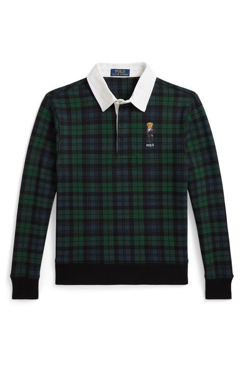 Kids' Polo Bear Plaid Rugby Sweatshirt