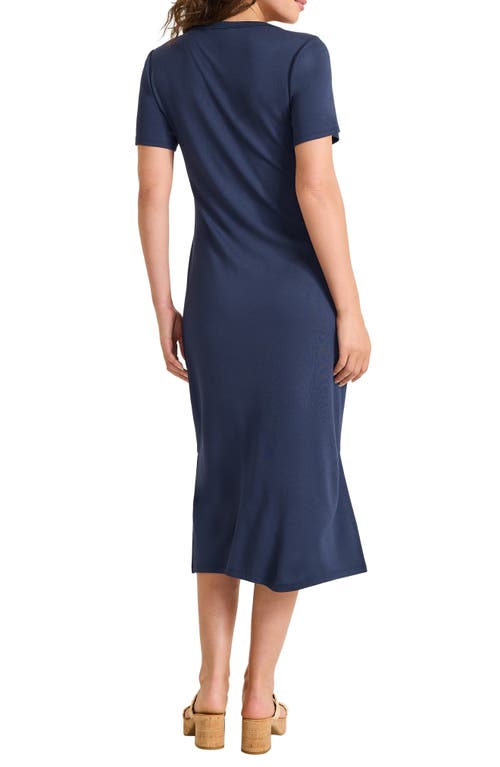 Tommy Bahama Drapey Ponte Midi Dress In Blue
