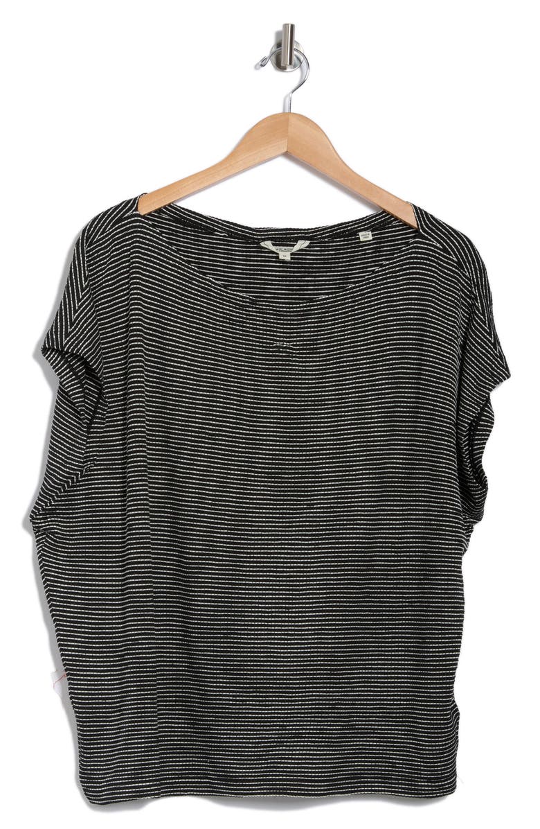 MAX STUDIO Boat Neck Cap Sleeve T-Shirt, Alternate, color, Black/ White Stripe