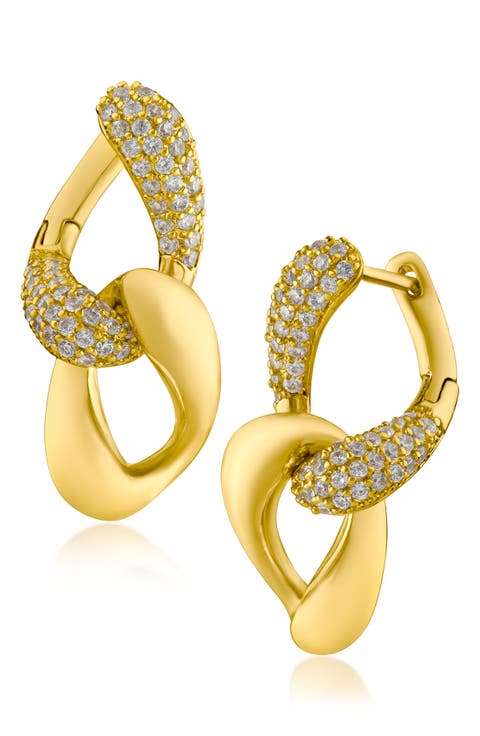 Pavé Cubic Zirconia Interlock Drop Earrings
