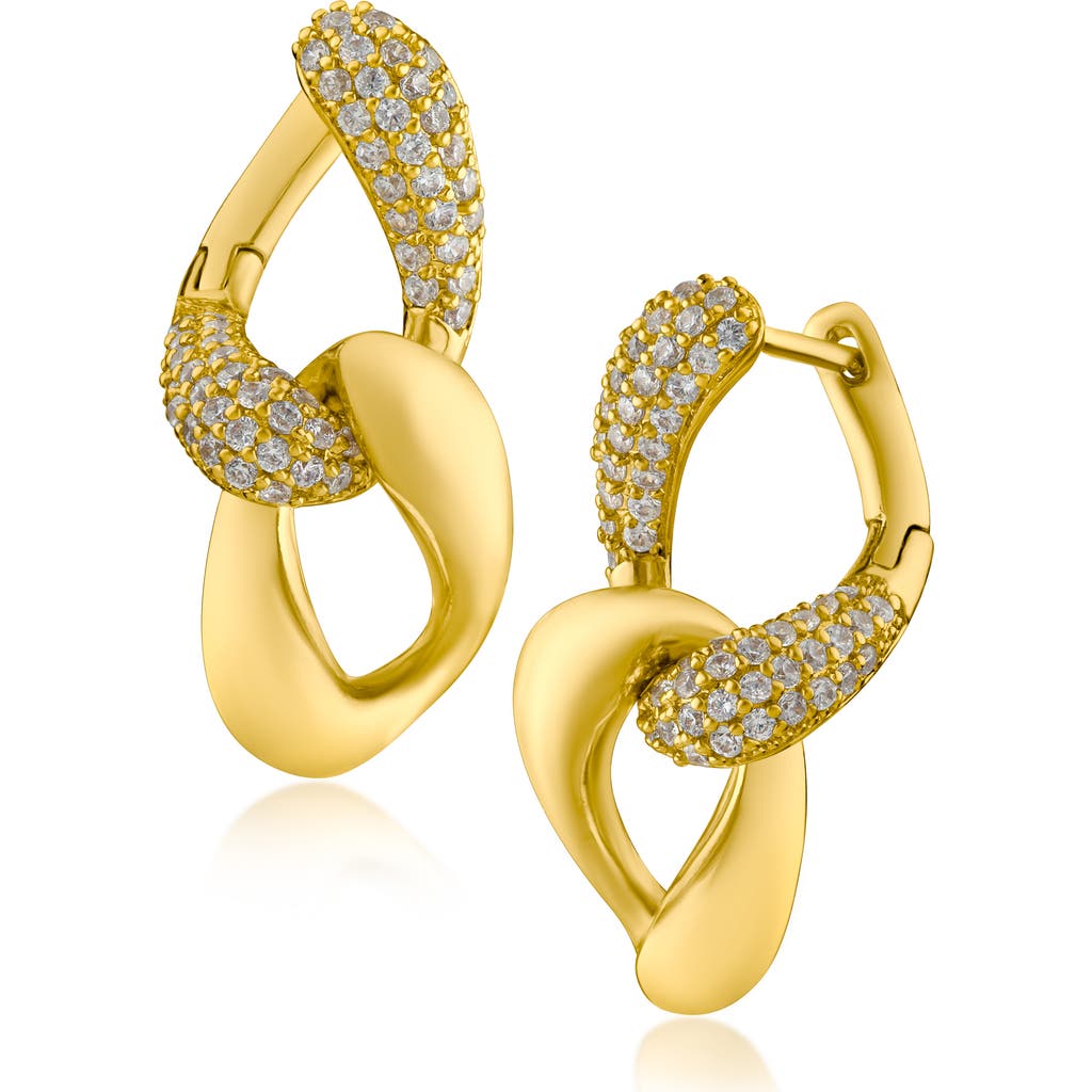 Cz By Kenneth Jay Lane Pavé Cubic Zirconia Interlock Drop Earrings In Gold