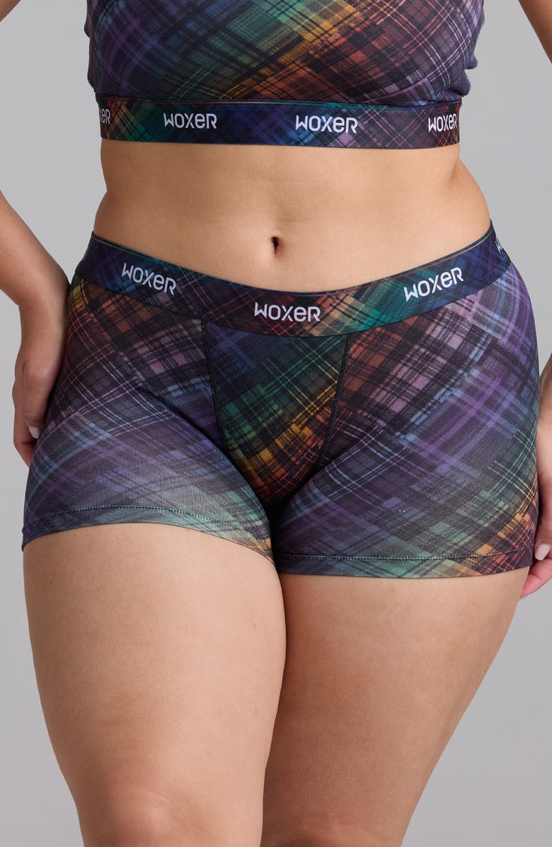 Woxer Star Ultrasoft 3-Inch Boxer Briefs, Main, color, Pride Plaid