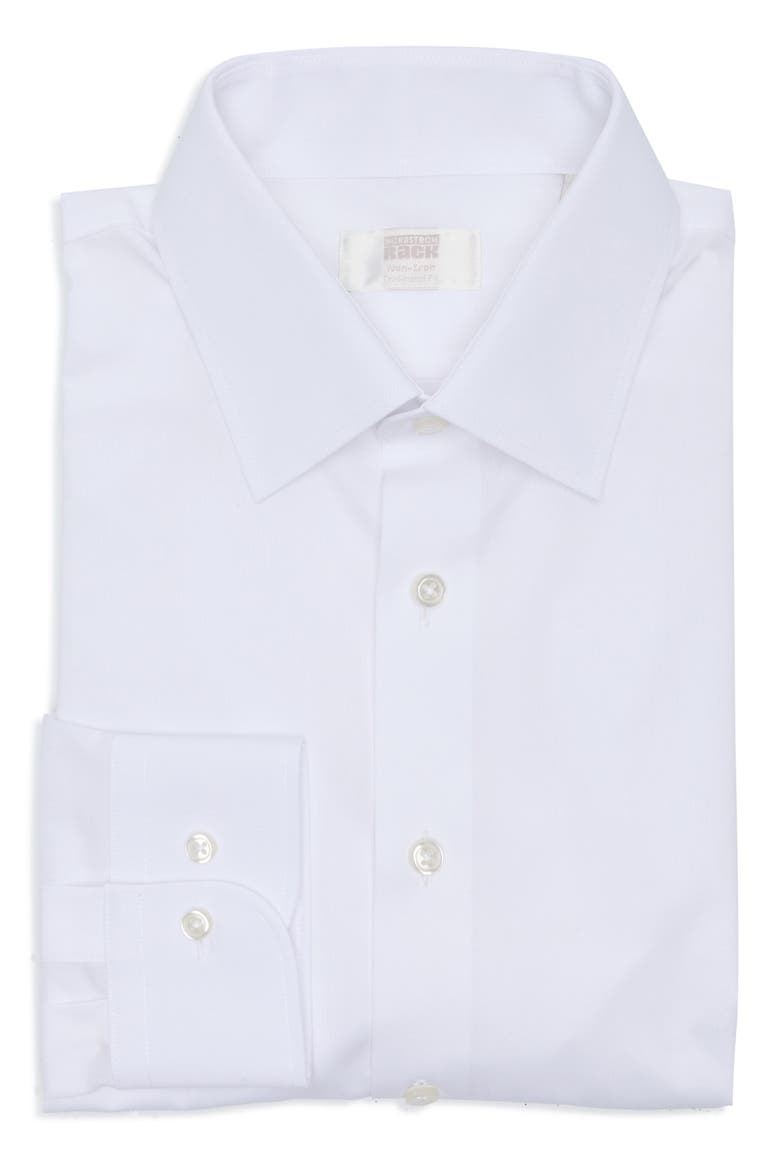 Traditional Fit Solid Cotton Blend Dress Shirt, Alternate, color, WHITE