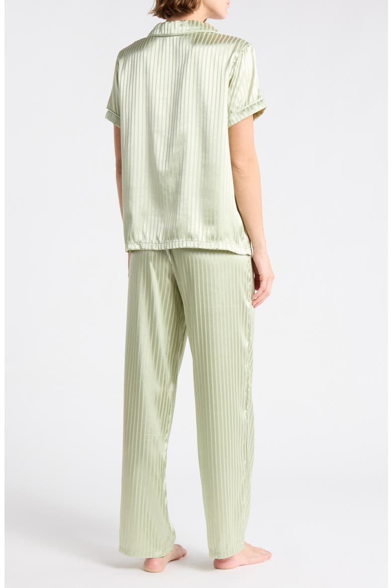 Ginnie Satin Pajamas, Alternate, color, SHADOW STRIPE -CELERY