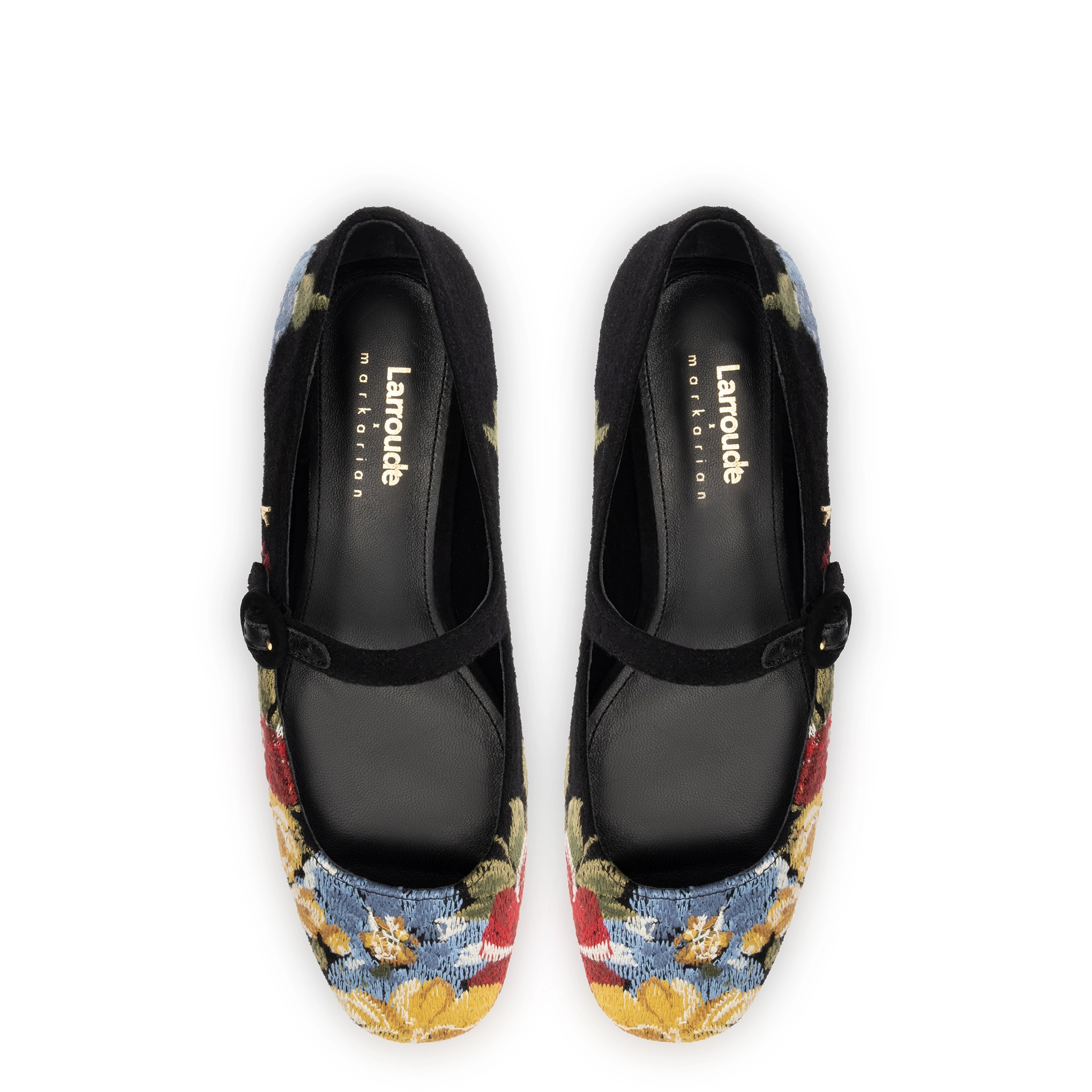 Larroudé x Markarian Flat In Floral Wool and Embroidery, Alternate, color, 