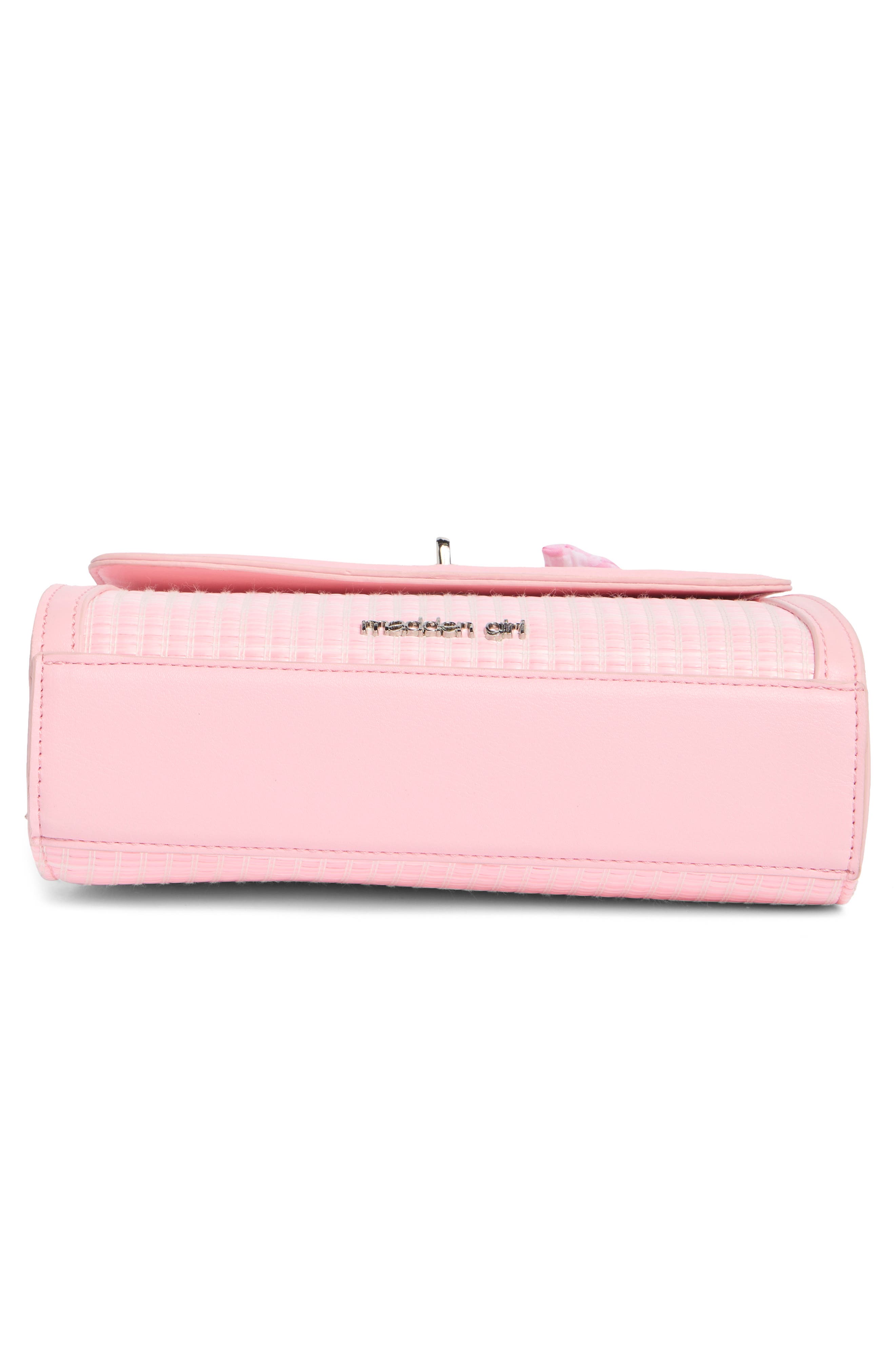 Scarf & Fruit Charm Straw Handbag, Alternate, color, BALLET PINK
