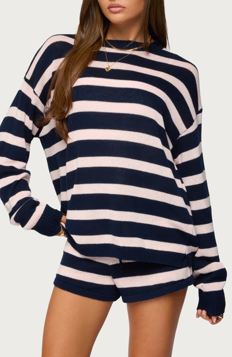Amaris Stripe Oversize Cotton Sweatshirt