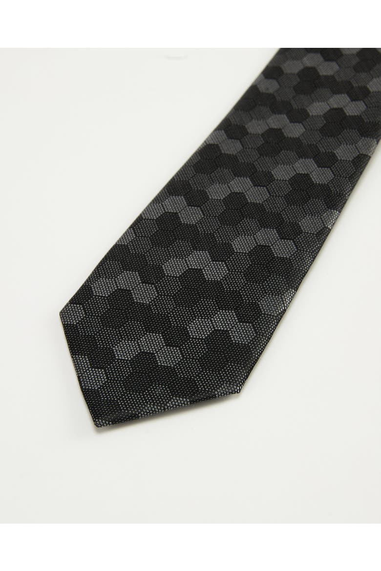 Hexloop Silk Jacquard Tie, Alternate, color, Charcoal