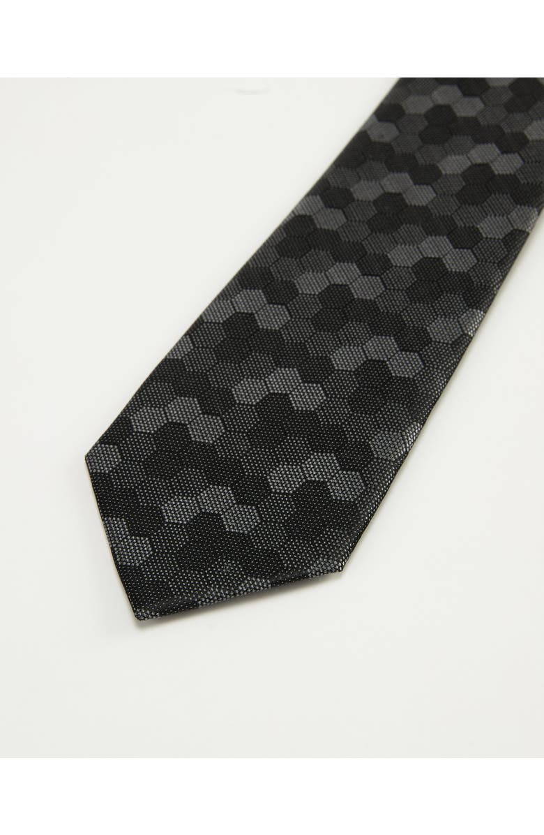 Knottery & Co Hexloop Silk Jacquard Tie, Alternate, color, Charcoal