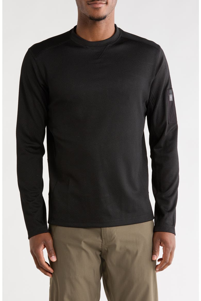 Piqué Long Sleeve T-Shirt, Main, color, BLACK