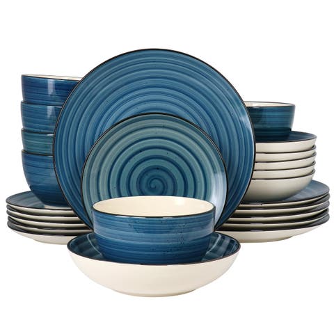 Gia 24 Piece Round Stoneware Dinnerware Set