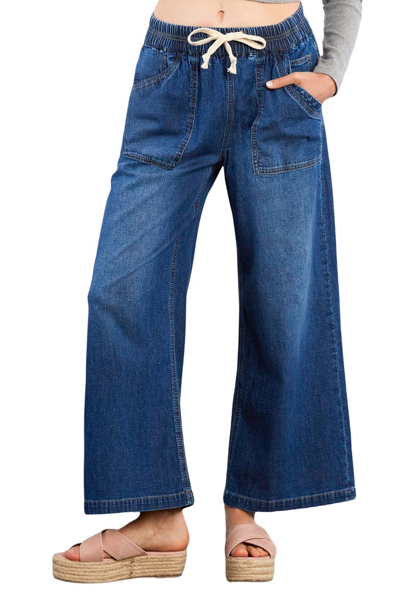 Wide Leg Drawstring Jeans, Alternate, color, CONCERT BLUE