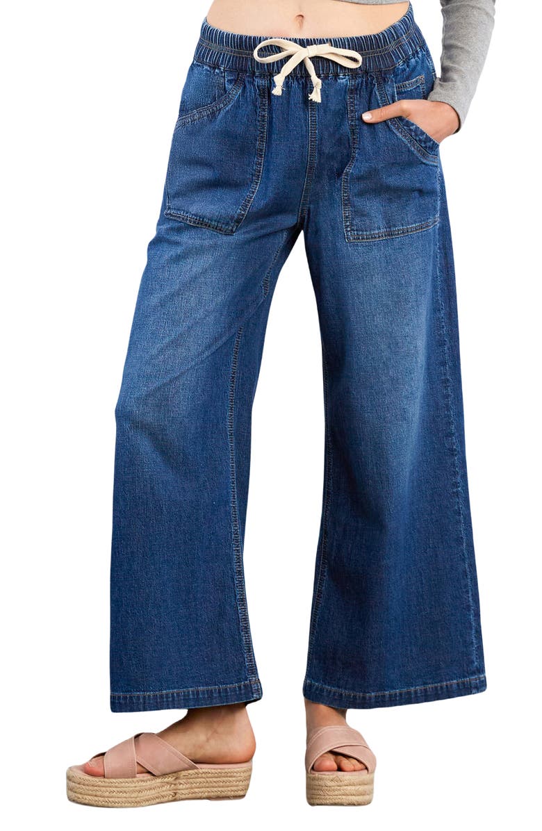 HINT OF BLU Wide Leg Drawstring Jeans, Alternate, color, Concert Blue