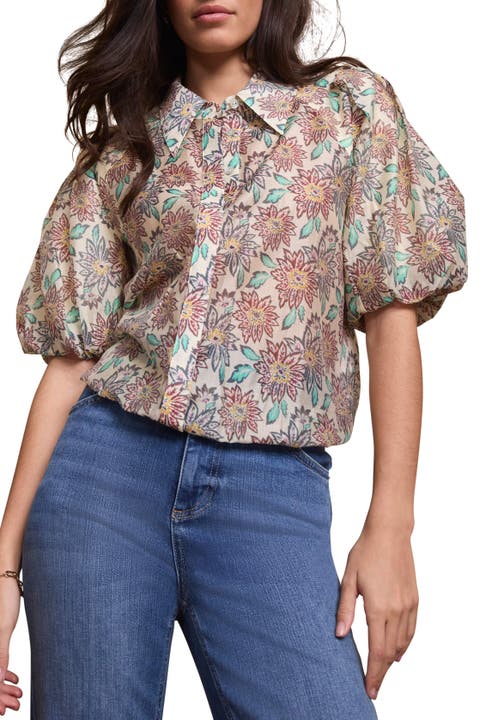 Floral Print Puff Sleeve Shirt