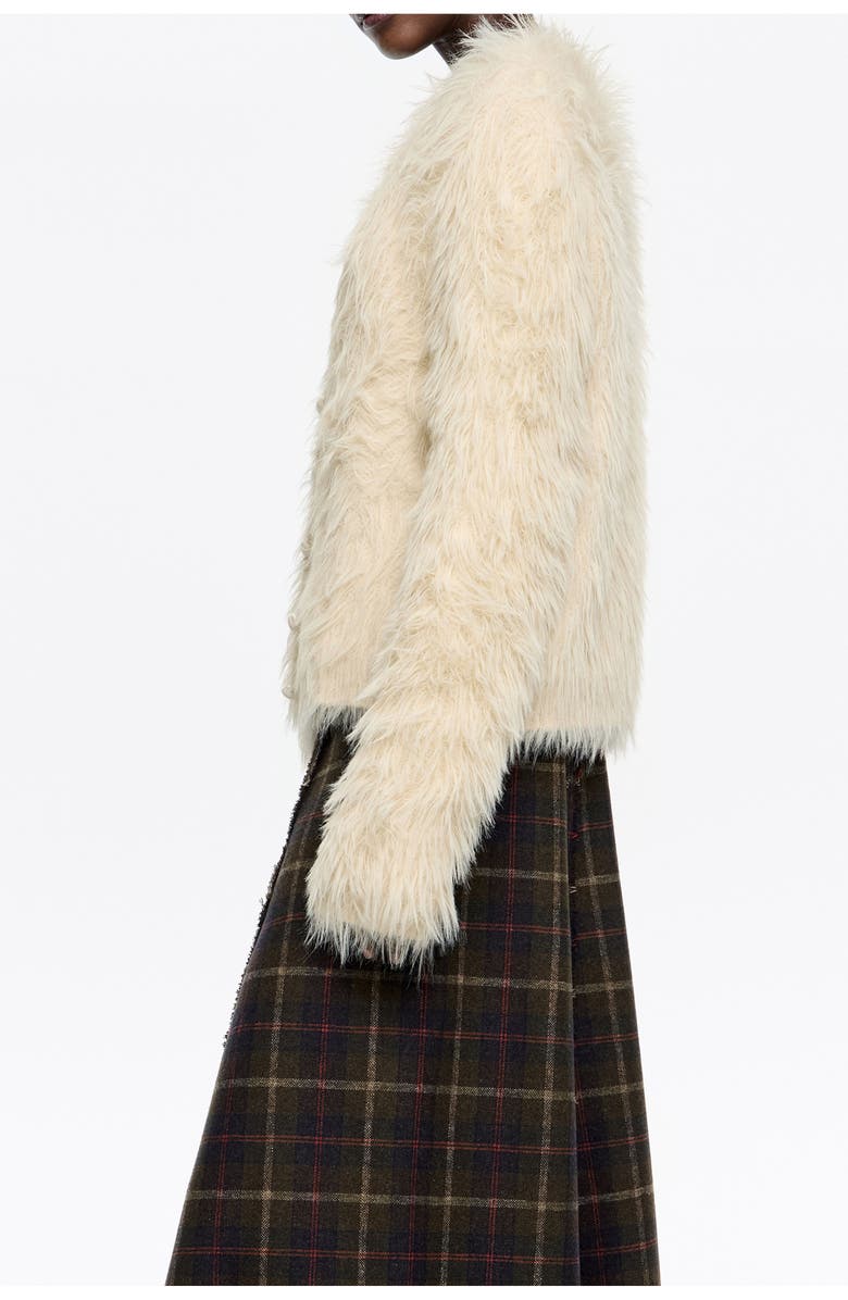 Bimba y Lola Fur Cardigan, Alternate, color, Beige