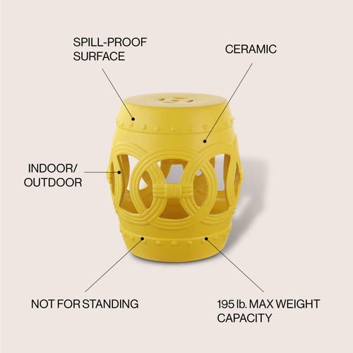 Jonathan Y Lucky Coins 16" Chinese Ceramic Drum Garden Stool In Matte Yellow