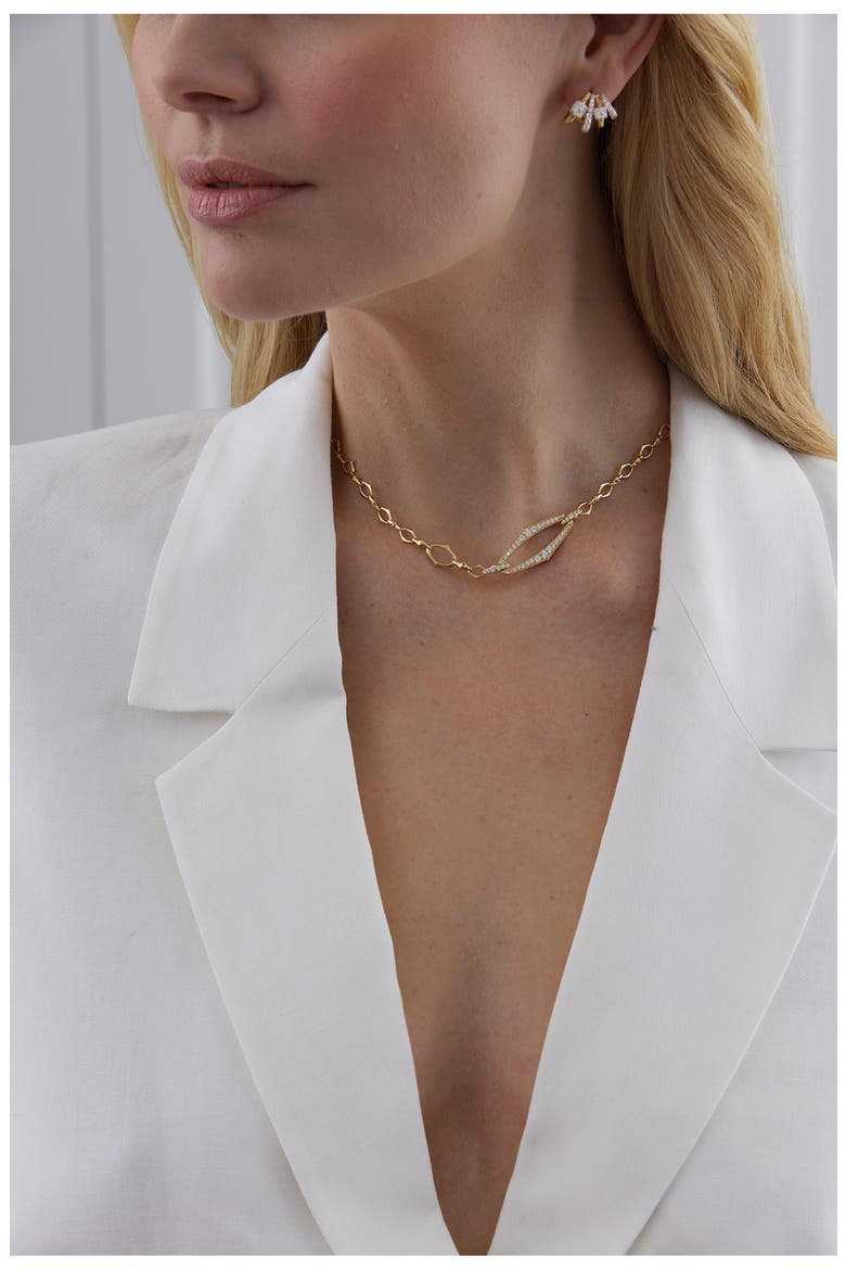 Lucia Outline Pavé Diamond Pendant Necklace, Alternate, color, YELLOW GOLD