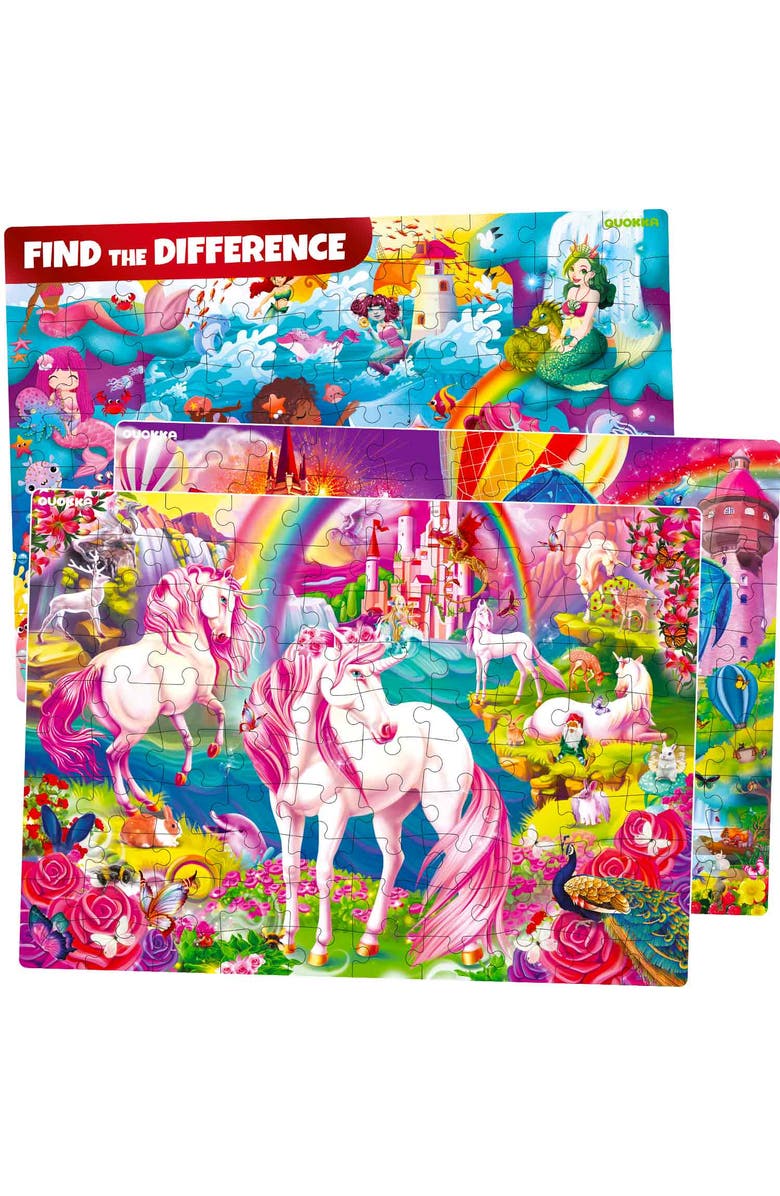 Quokka 3xSet Floor Kids Jigsaw Puzzles - Unicorn & Princess, Ocean & Forest, Main, color, Princess & Unicorn