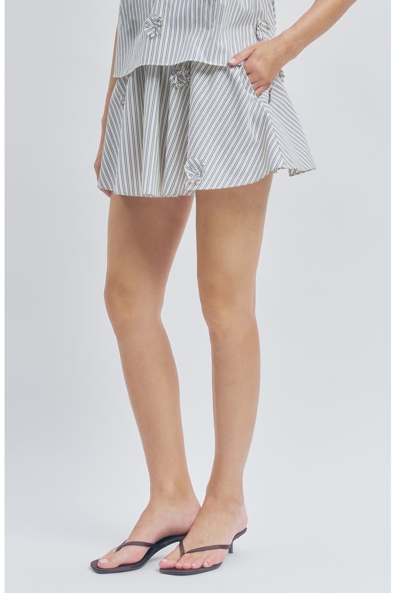 Lou Stripe Cotton Blend Miniskirt, Alternate, color, SAND NAVY STRIPE