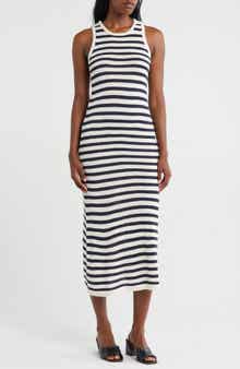 ZOE AND CLAIRE Stripe Sleeveless Knit Midi Dress