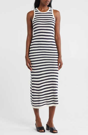 Zoe And Claire Stripe Sleeveless Knit Midi Dress