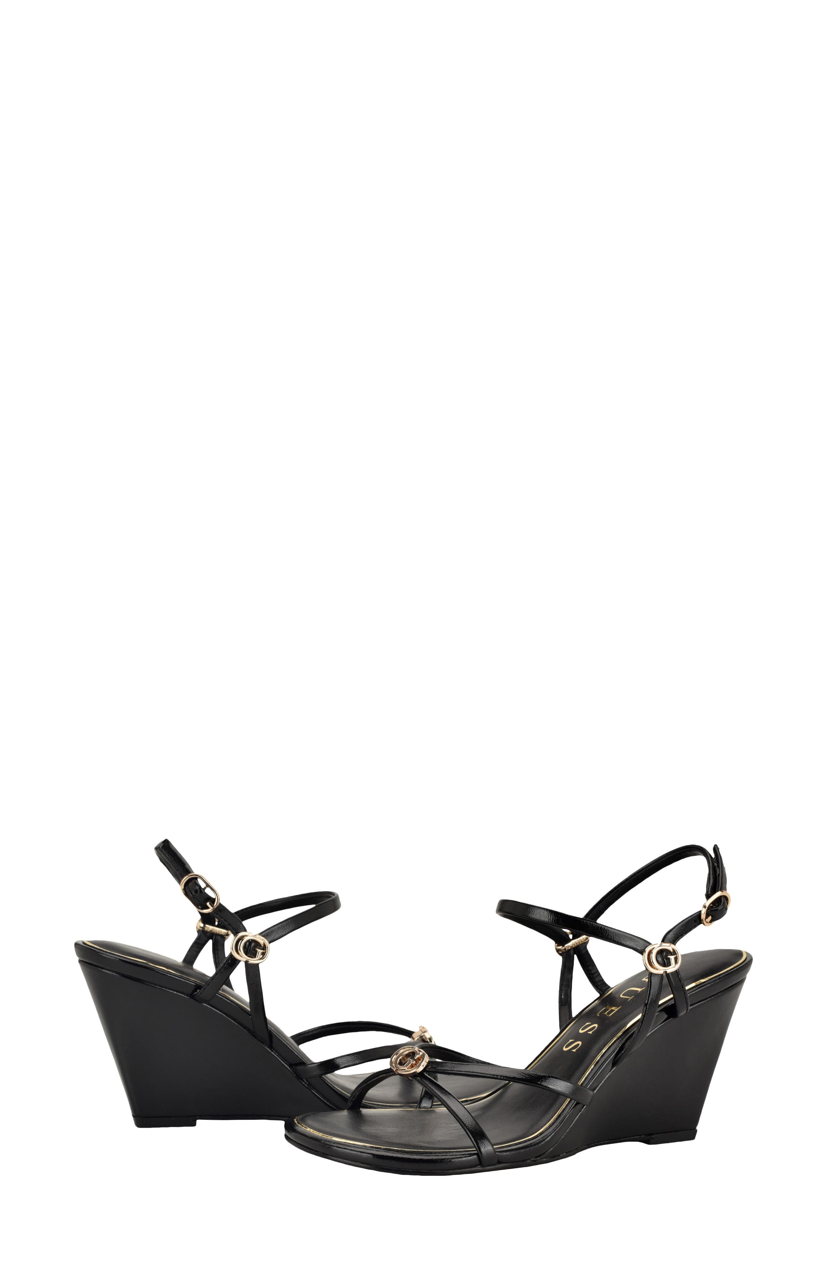 GUESS Devve Slingback Wedge Sandal, Alternate, color, Black
