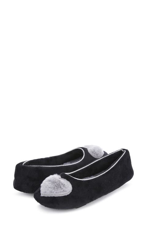 Zoe Heart Ballerina Slipper with Faux Fur Lining (Women)